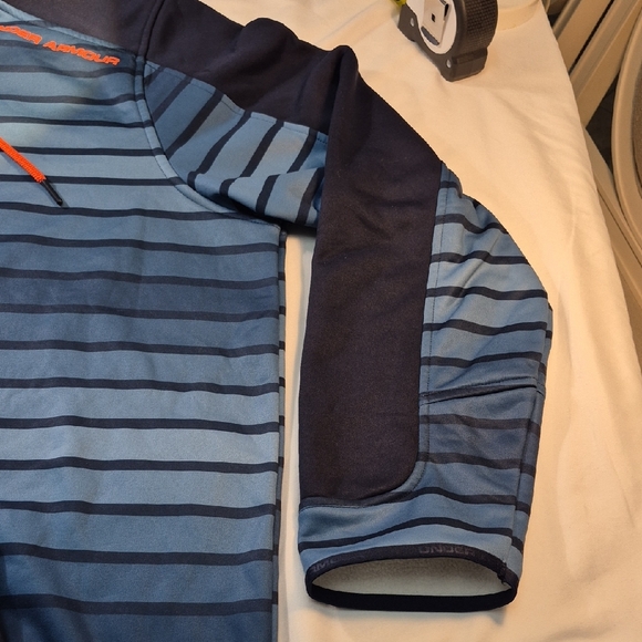 Under Armour 2XL Navy and Orange Fleece Hoodie. - Picture 7 of 15